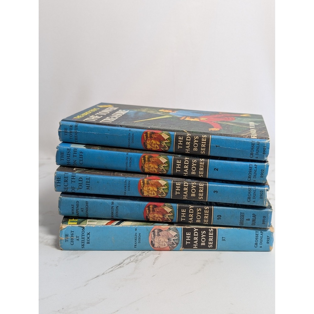 Hardy Boys Mystery Stories Lot of 5 Vintage Blue Spine Books Franklin W Dixon